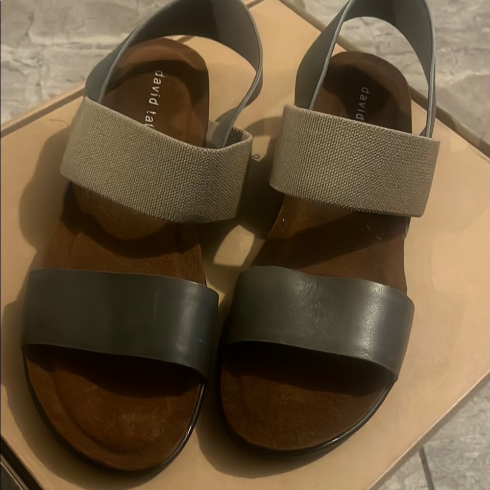 Gray and Tan Sandals